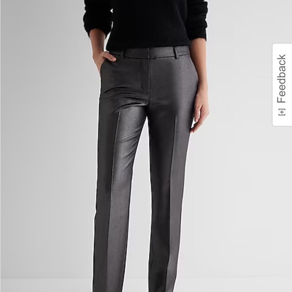 Metallic Editor Pant mid rise boot cut